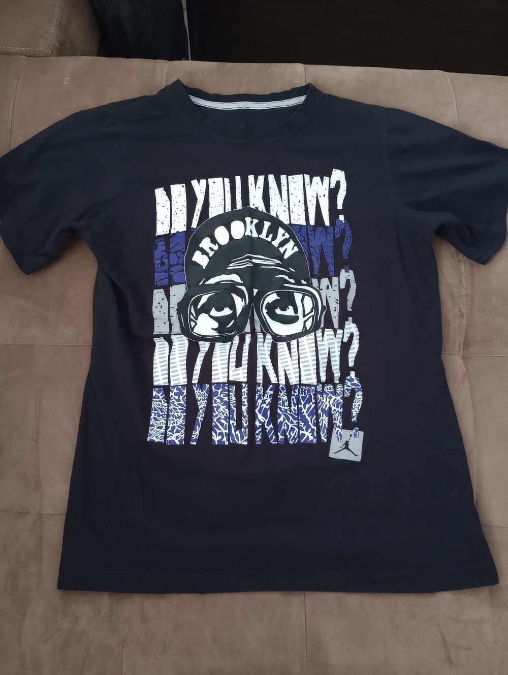 Kids Size - Black Jordan Shirt W/Purple And White Graphic